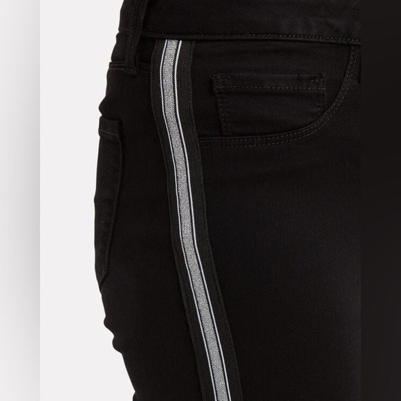 L'AGENCE 'Margot' High Rise Skinny Sliver Tuxedo Stripe Black Jeans - Picture 2 of 11